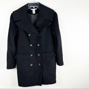 DIANE VON FURSTENBERG Black Wool Blend Silk Lining Double Breasted Lined Coat 6